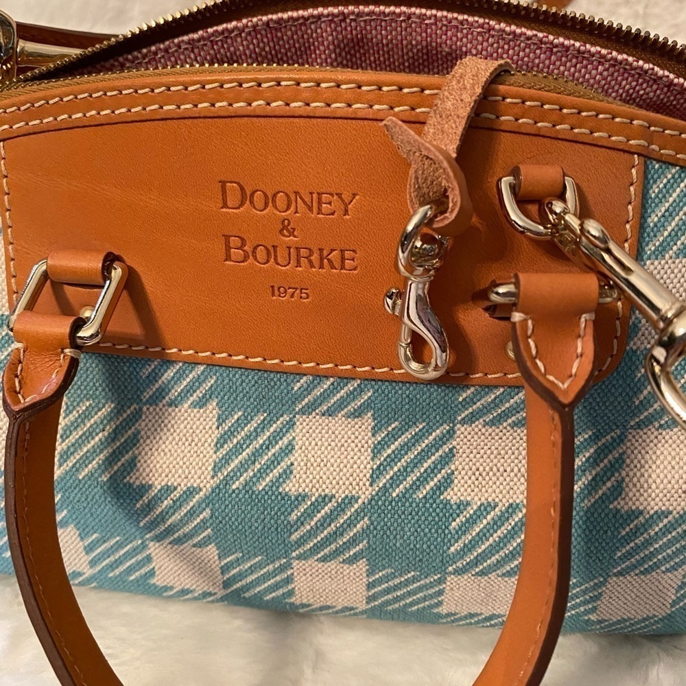 Vintage Dooney & Bourke Mini Domed Tassel Satchel Gingham 9.5”W x 6.5”H X 5”D - Picture 8 of 15